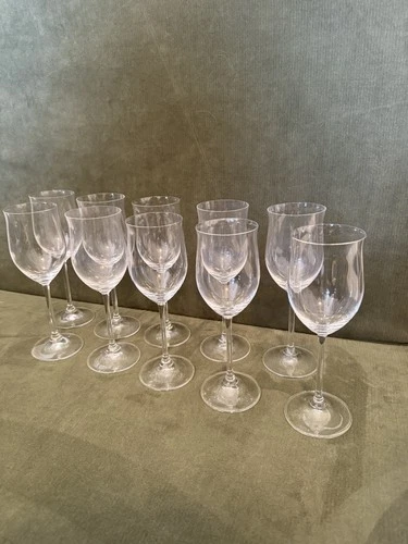 MARQUIS by Waterford CRYSTAL Vintage Tulip Wine Glasses Set of 10 Signed Mint