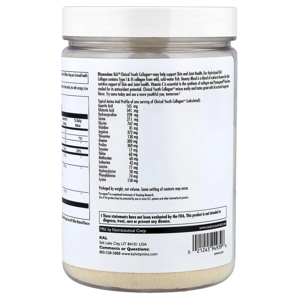 Clinical Youth Collagen™, mandarina, 10,5 oz (298 g) Foto 3 de 3