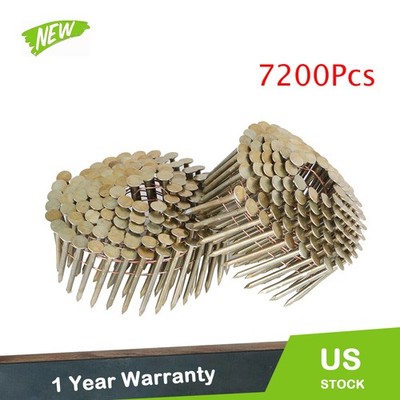 1-3/4'' × 0.12'' 15 Degree Coil Roofing Nail 3/8'' Head Diameter Galvanized 7200Pcs