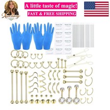 Piercing Kits Stainless Steel 20G 18G 16G 14G 12G Lip Nose Tongue Tragus Cart...