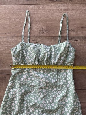 Princess Polly Green Floral Midi Dress with Adjustable Straps Size 2 | eBay