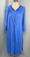 Vintage Nightgown robe SIZE SMALL nylon blue classic button SHADOWLINE modest