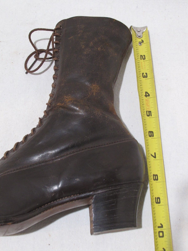 Antique Ladies High Top Lace Up Brown Leather Shoes c. 1900 - Picture 12 of 14