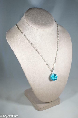 Cloudy Sky Blue Resin Sphere Necklace Pendant White Clouds - Picture 5 of 6
