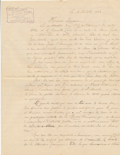 HAITI Timotheus PARET Autogrammbrief signiert Dumas Dorchain französische Sprache