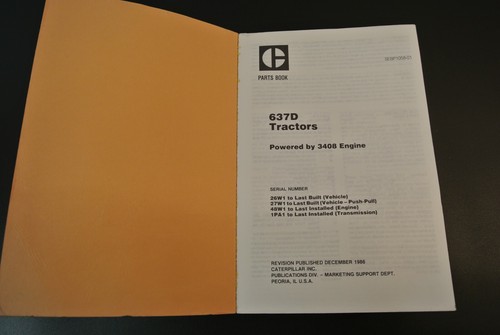 Caterpillar 637D Tractors Dec 1986 26W1 Form SEBP1058 Parts Manual Catalog Book - Picture 5 of 8