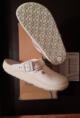 Abeba Clogs, Gr. 38, antistatische Sohle, Klinikschuhe, Kochschuhe, Leder weiß 
