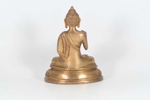Meditating Antique Handmade Brass Vintage Shakyamuni Amitabha Buddha Statue Art - Picture 6 of 7