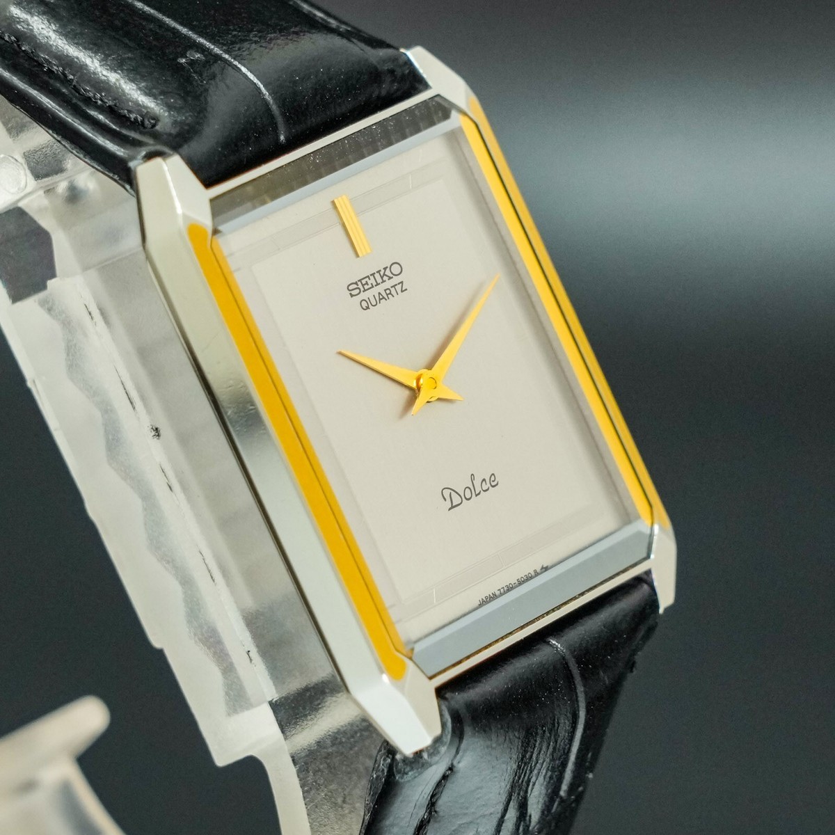 Vintage 1984 [N-MINT] SEIKO Dolce 7730-5030 Gold Silver Square