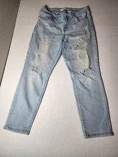 Judy Blue Women Jeans Size 11/30 Blue Boyfriend Fit Distressed Zip Fly Pockets