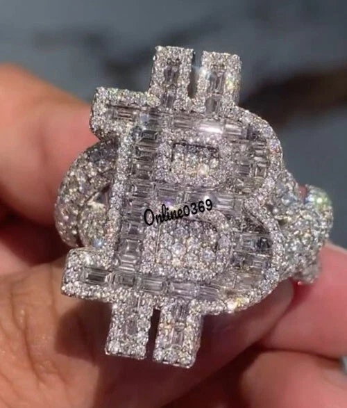 3.9ct Baguette Cubic Zirconia Men s Custom Letter Ring 925