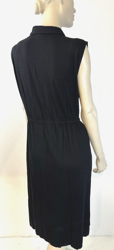$188 Vestido Camisa EILEEN FISHER Talla L Negro Firma Jersey Viscosa Nuevo con Etiquetas - Imagen 8 de 14