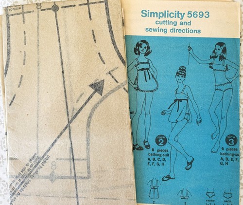 KEIN UMSCHLAG 1970ERer Simplicity Junior Badeanzug Muster 5693 Größe13/14 UNGESCHNITTEN - Bild 2 von 4