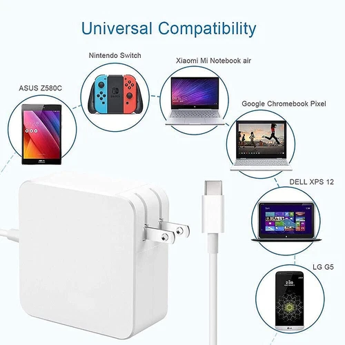 65W USB C Type-C Adapter Charger for DELL, HP, ASUS, Lenovo, Huawei,Acer Laptop - Picture 6 of 6