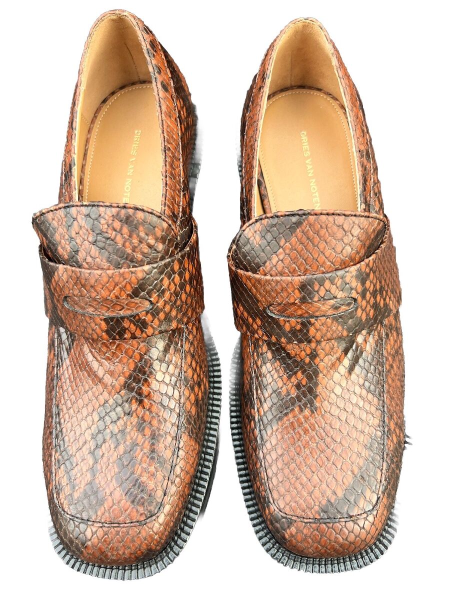 Dries Van Noten Snakeskin Embossed Penny Loafer Qu541 Tan712 Dries Van Noten Snakeskin Embossed Penny Loafer Qu541 Tan712