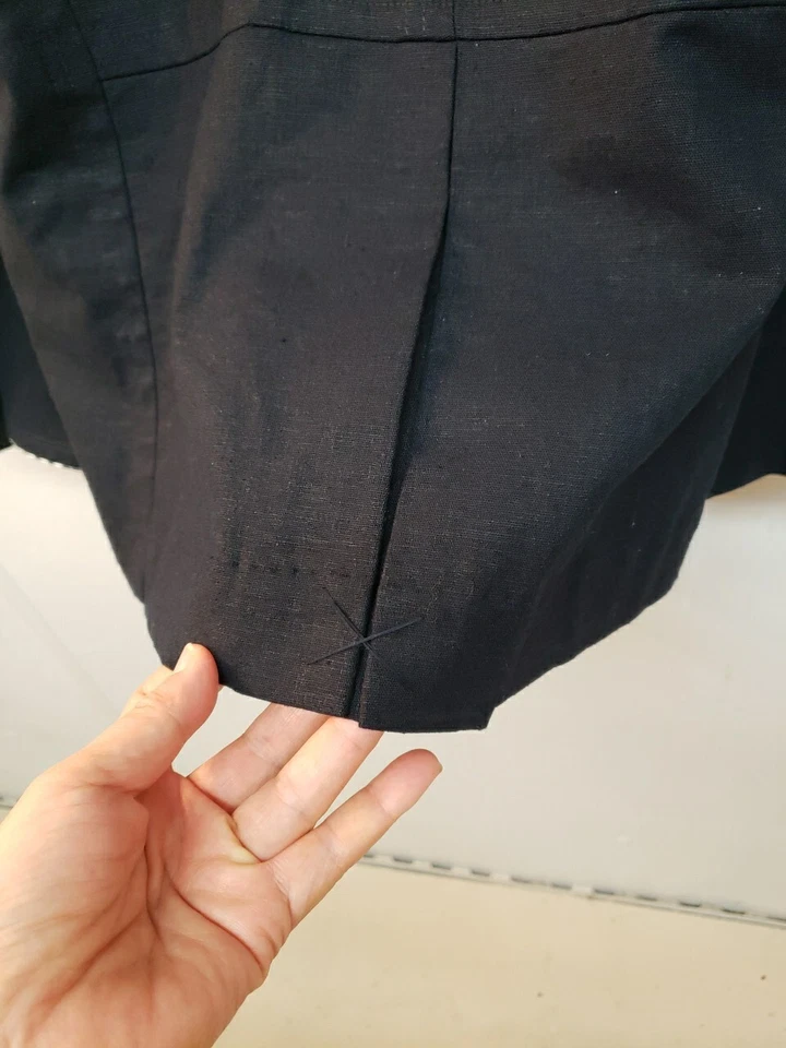 全新无标签签名 Larry Levine 尺寸 22W 海军蓝亚麻人造丝西装外套口袋内衬 — 第 4/4 张图片