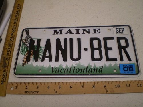 2008 08 MAINE ME VANITY LICENSE PLATE NANU-BER INITIALS LAST NAME - 第 1/1 張圖片