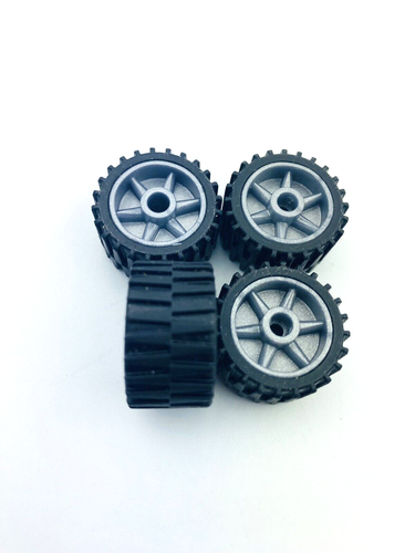 4 Pneumatici Knex Tiny 7/8" Nero Mario Cart Ruote Grigie - Ricambi K'nex - Foto 3 di 3