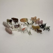Vintage Plastic Farm Animal Toy Lot Of 16 Cows Pigs Goats Sheep Horse