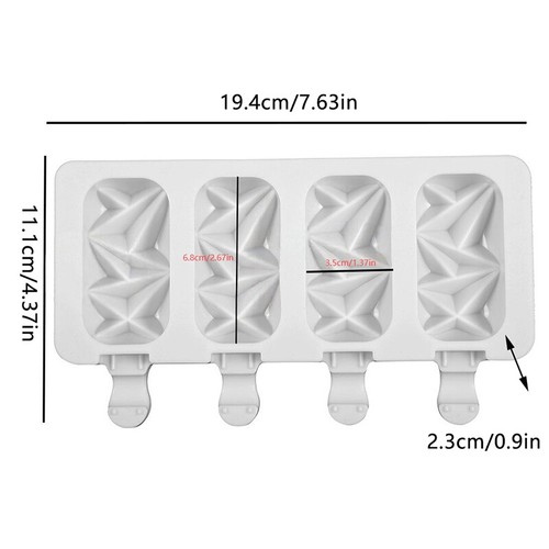 4-grid Chocolate Popsicle Silicone Mold With Irregular Stripe Design DIY Tool - Picture 2 of 8