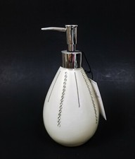 BELLA LUX SILVER,OFF WHITE ACRYLIC+EMBEDDED CRYSTALS PEAR SHAPE SOAP DISPENSER