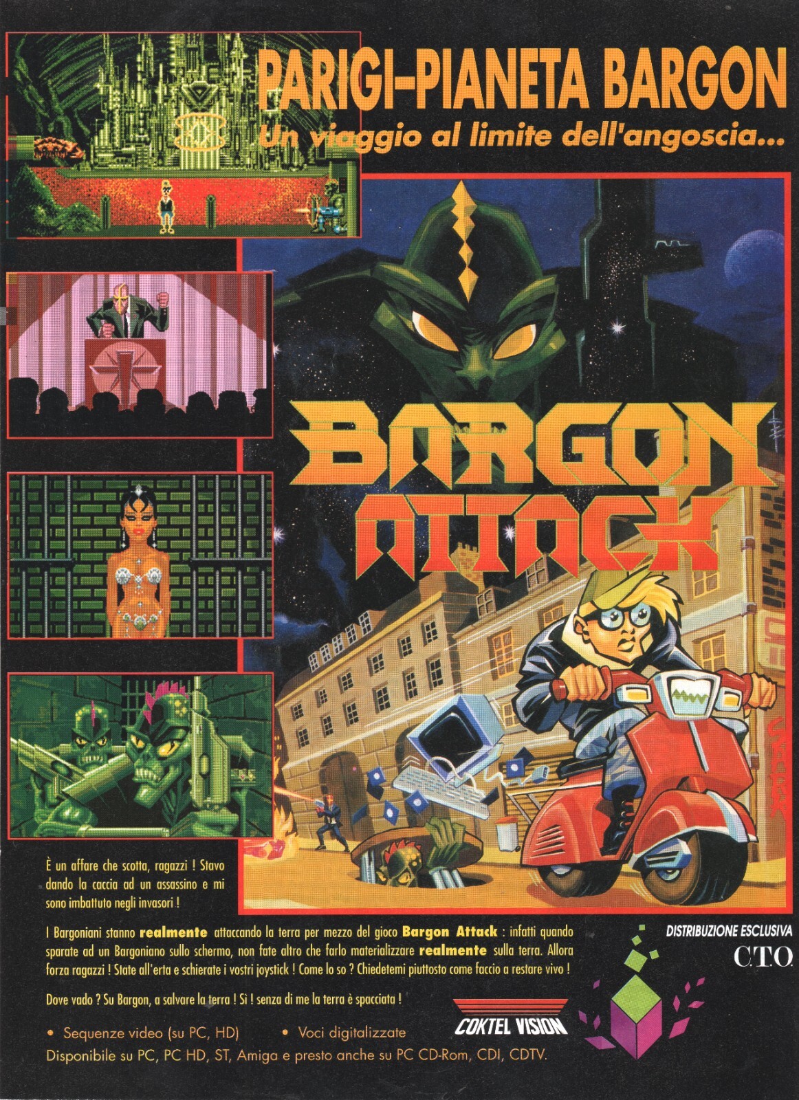 BARGON ATTACK Pubblicità advertising rare Italian poster 1992 Amiga ...