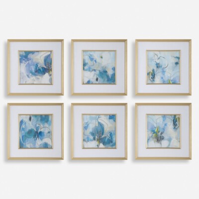 Uttermost Fresh Start Blue Abstract Prints, Set of 6 - 32354
