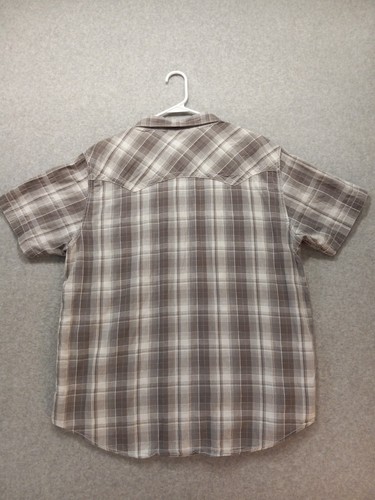 Helix Camicia Uomo Perla Snap Plaid Grigio Taglia 2XL Manica Corta Vestibilità Atletica - Foto 2 di 4