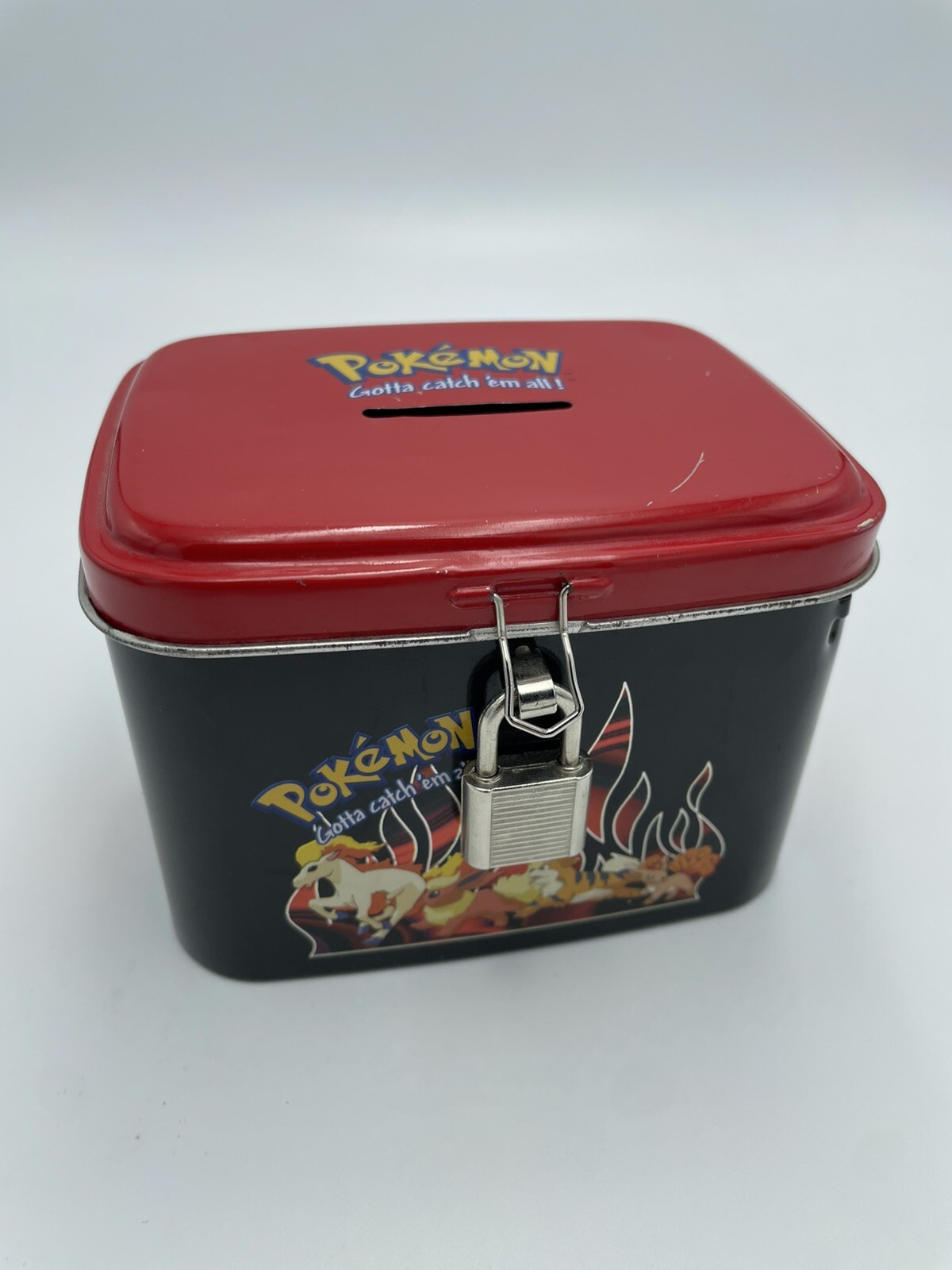 Pokemon (2000 Nintendo) Creatures Game Freak Fire Type Tin Coin Bank (Vintage)