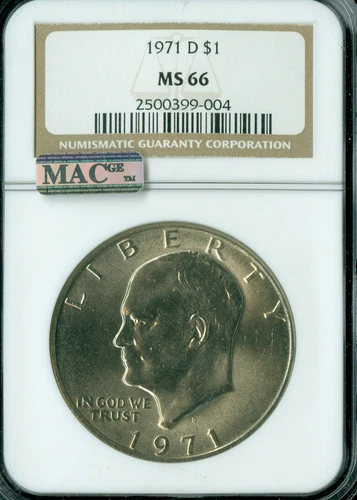 1971 D EISENHOWER DOLLAR NGC MS66 PQ 2ND FINEST MAC SPOTLESS .
