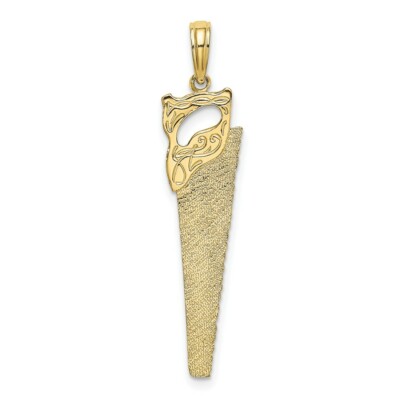 Real 10kt Yellow Gold 3-D Flat Hand Saw Charm