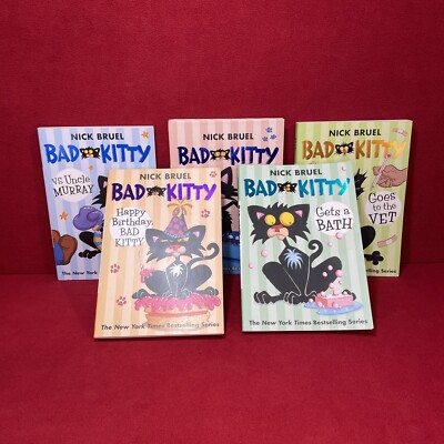 Lot of 5 Bad Kitty Books By Nick Bruel Paperback Book Set