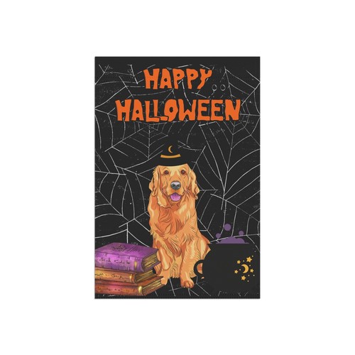 Golden Retriever Halloween Hund Zauberer Kostüm Garten Flagge Schild - 2 Größen - Bild 9 von 11