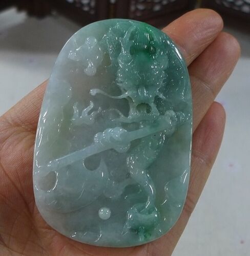 Cert'd Ciondolo Drago Giada Giadeite Naturale Tipo A Luce Ghiacciato Verde Giadeite 1288 - Foto 3 di 7