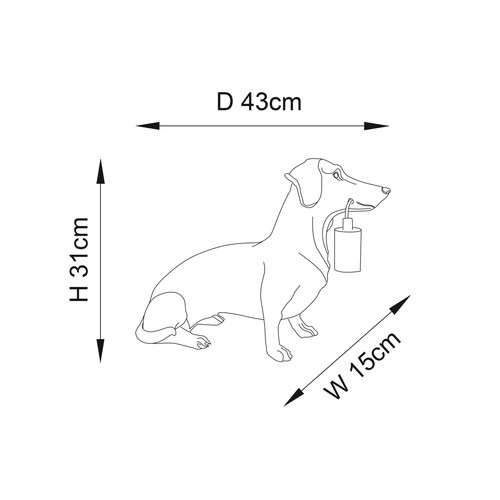 ENDON | Tischleuchte Dachshund | 1-flammig | 10W E27 | Polyresin/Metall | Gold- - Bild 10 von 11