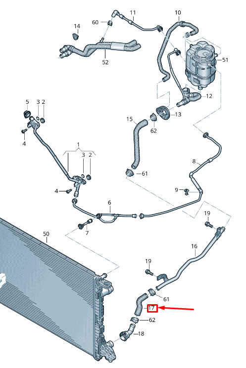 Durite de liquide de refroidissement moteur Audi A4 Avant B9 8W2121052K