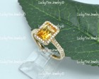 1.66 ct 14k White Gold Ladies Natural Citrine  & Diamond Ring Halo Emerald Cut — photo 3
