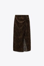 Zara Animal Print Midi Skirt Sz L BNWT
