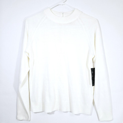 Debbie Morgan Mock Neck Sweater Women's SMALL  White Knit Long Sleeve New!