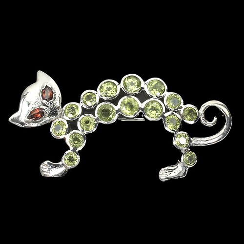 925 Plata de Ley Broche Redondo Peridoto Rodolita Gema Natural Joyería - Imagen 2 de 10