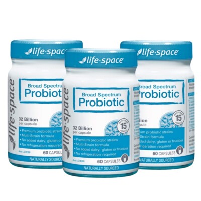 [Life Space] 3 x Broad Spectrum Probiotic 60 Capsules Free Shipping (10/2026)