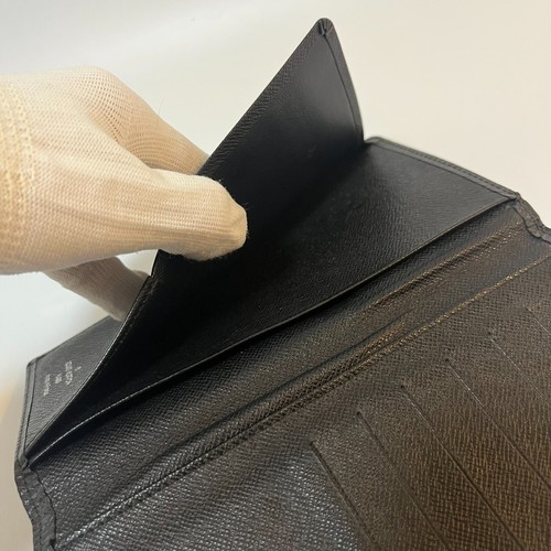 LOUIS VUITTON Long Wallet Taiga Black Leather Authentic Rank AB From Japan #380 - Picture 15 of 24