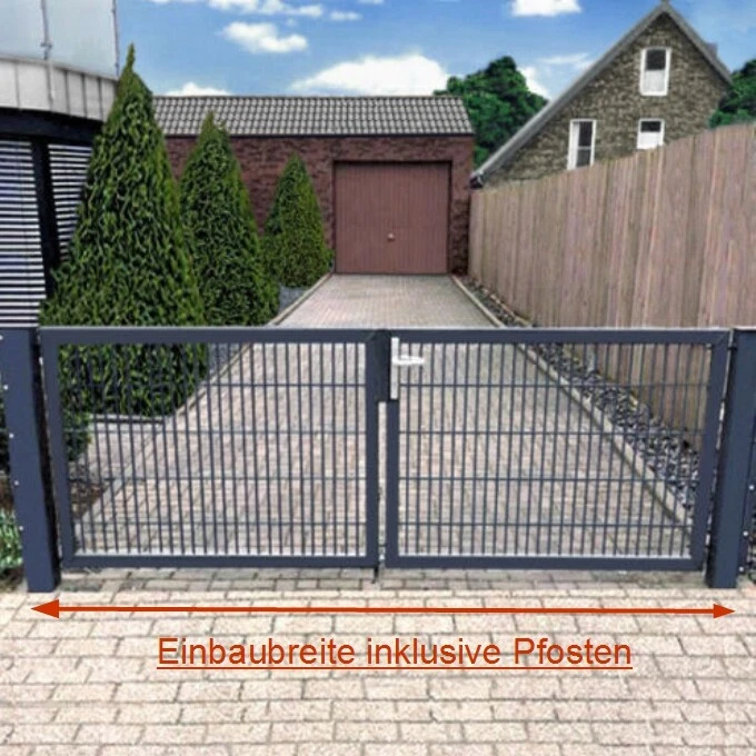 Doppelflügeltor Einfahrtstor Gartentor Matten-Tor Hoftor Anthrazit - Bild 2 von 3