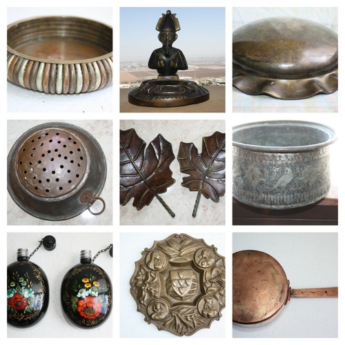 Copper Brass Bronze Pewter Metal Bowl Planter Jug Tray Old Vintage Antique Ra - Picture 1 of 252