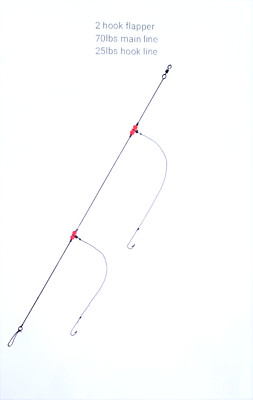 4 X Zwei No 1/0 Circle Hook Flapper Meeresangeln Rigs.
