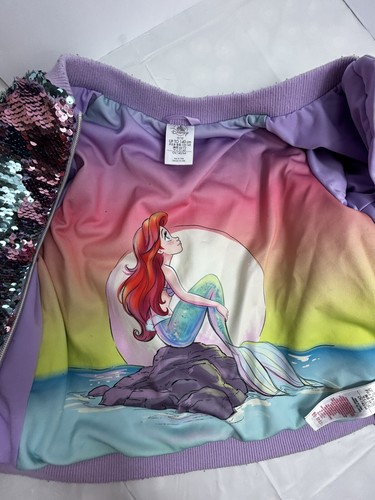 Disney Little Mermaid Ariel Reversible Sequin Pink Bomber Jacket Size 9/10 LNC - Picture 8 of 9