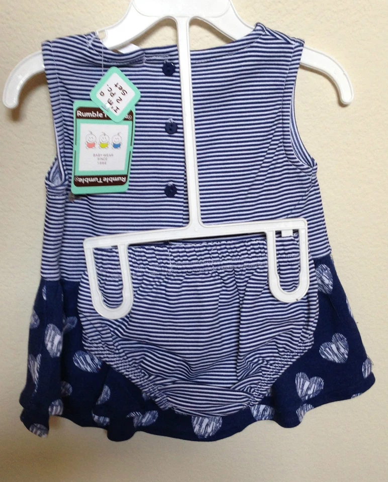 VESTIDO DE VERÃO RUMBLE TODDLES AZUL MARINHO SEM MANGAS - 12 meses - NOVO (1054) - Imagem 2 de 2