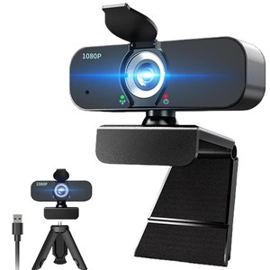Lusinx 1080P Webcam pour PC/Laptop/Desktop/PC, externe avec trépied