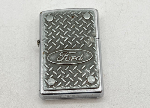 Vintage 1999 Zippo Ford Logo Diamond Plate Truck Lighter