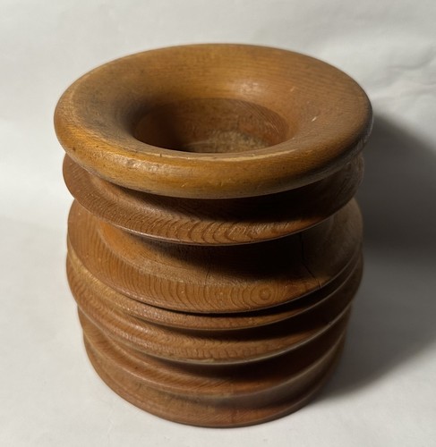 TURNED WOOD HOLDER handmade vintage Desk Accessory - Picture 6 of 10